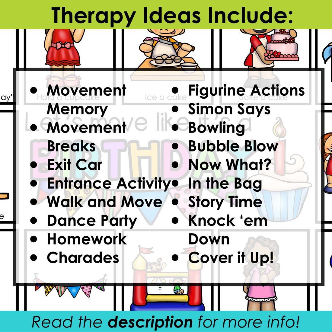 Birthday movement cards for speech therapy – image 4