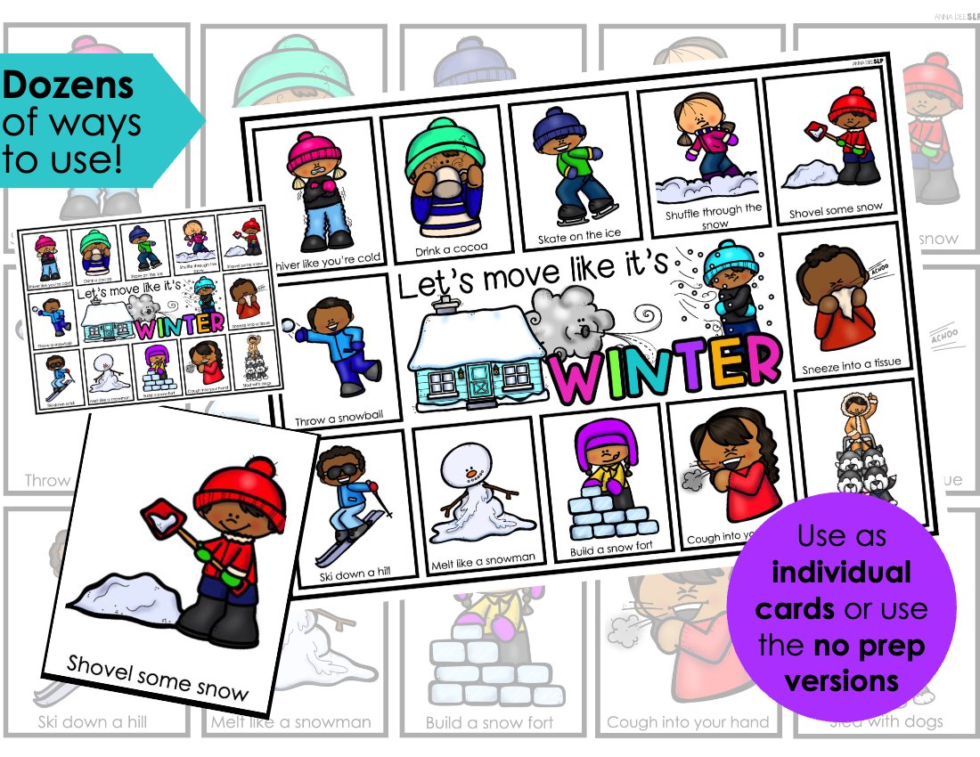 Winter movement cards for speech therapy preview page 2