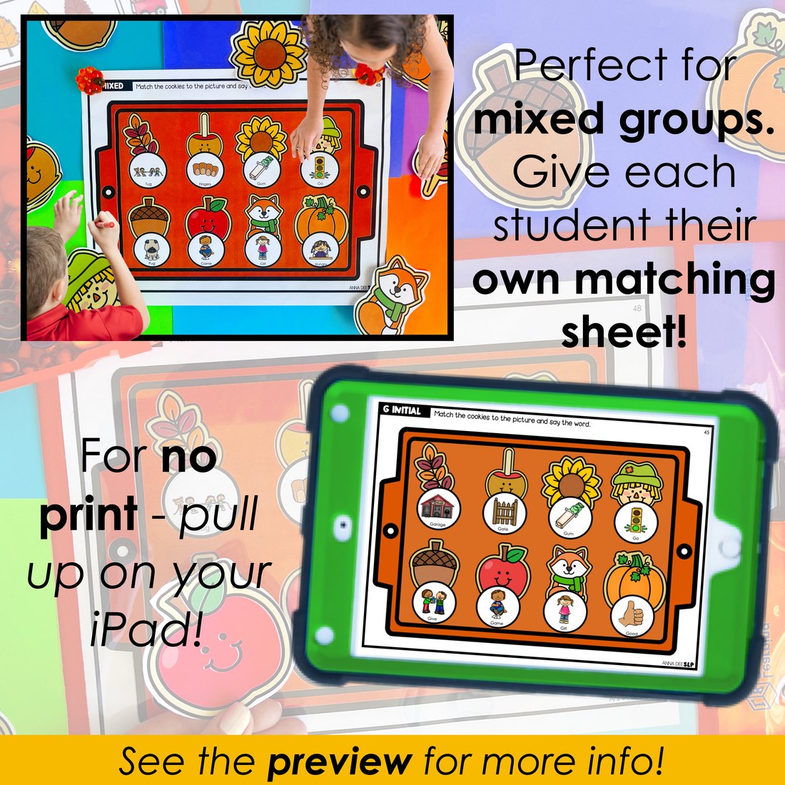 Fall say and play activity for speech therapy – image 3
