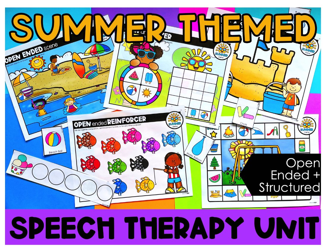 Summer Activities and Worksheets for speech therapy preview page 1