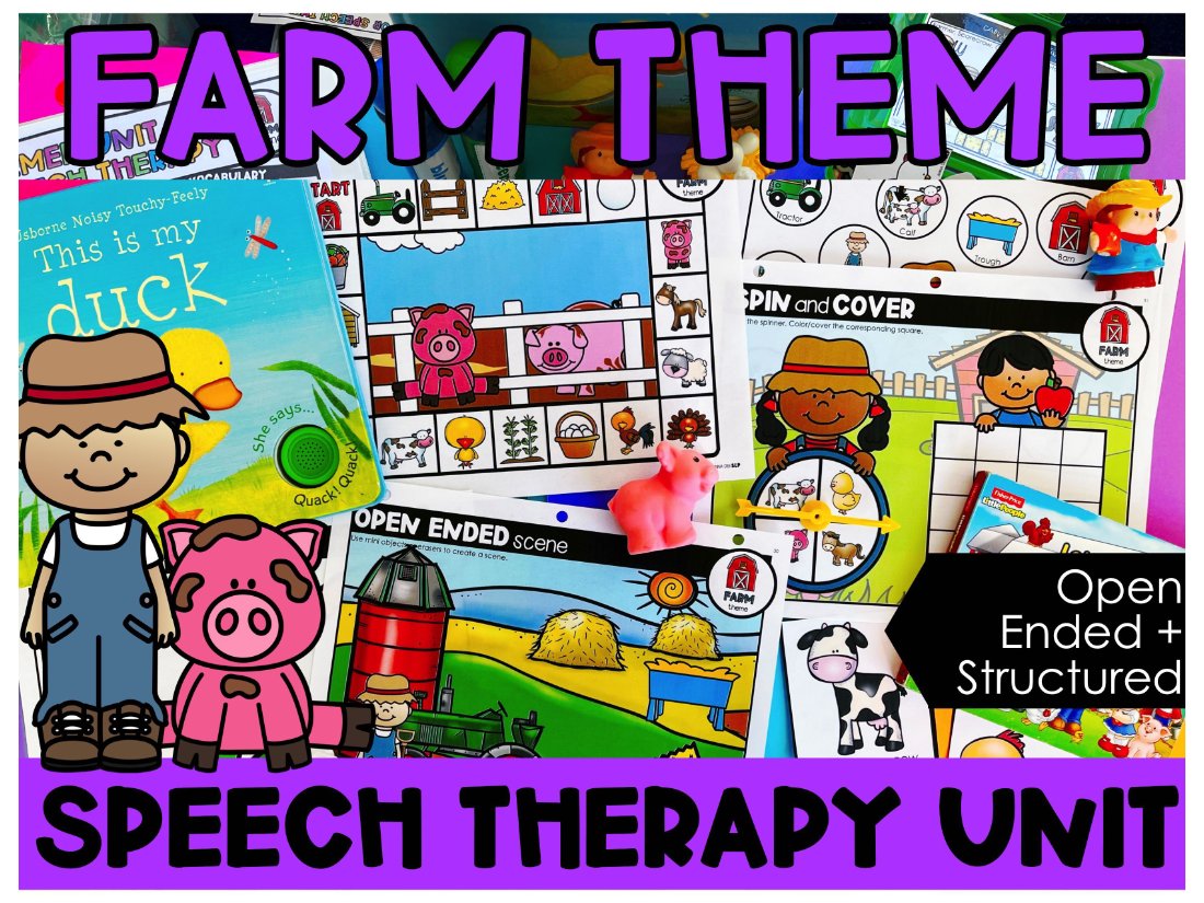 Farm Activities and Worksheets for speech therapy preview page 1
