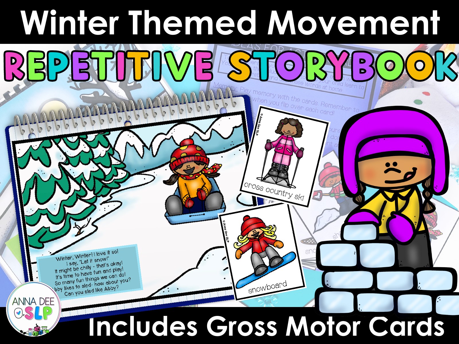 Winter Repetitive Gross Motor Story Book for speech therapy preview page 1