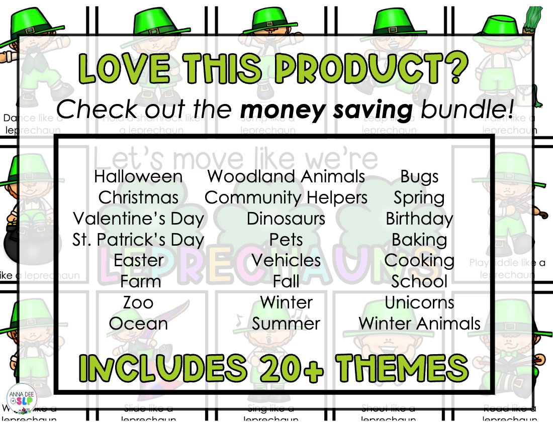 St. Patrick's Day movement cards for speech therapy preview page 5