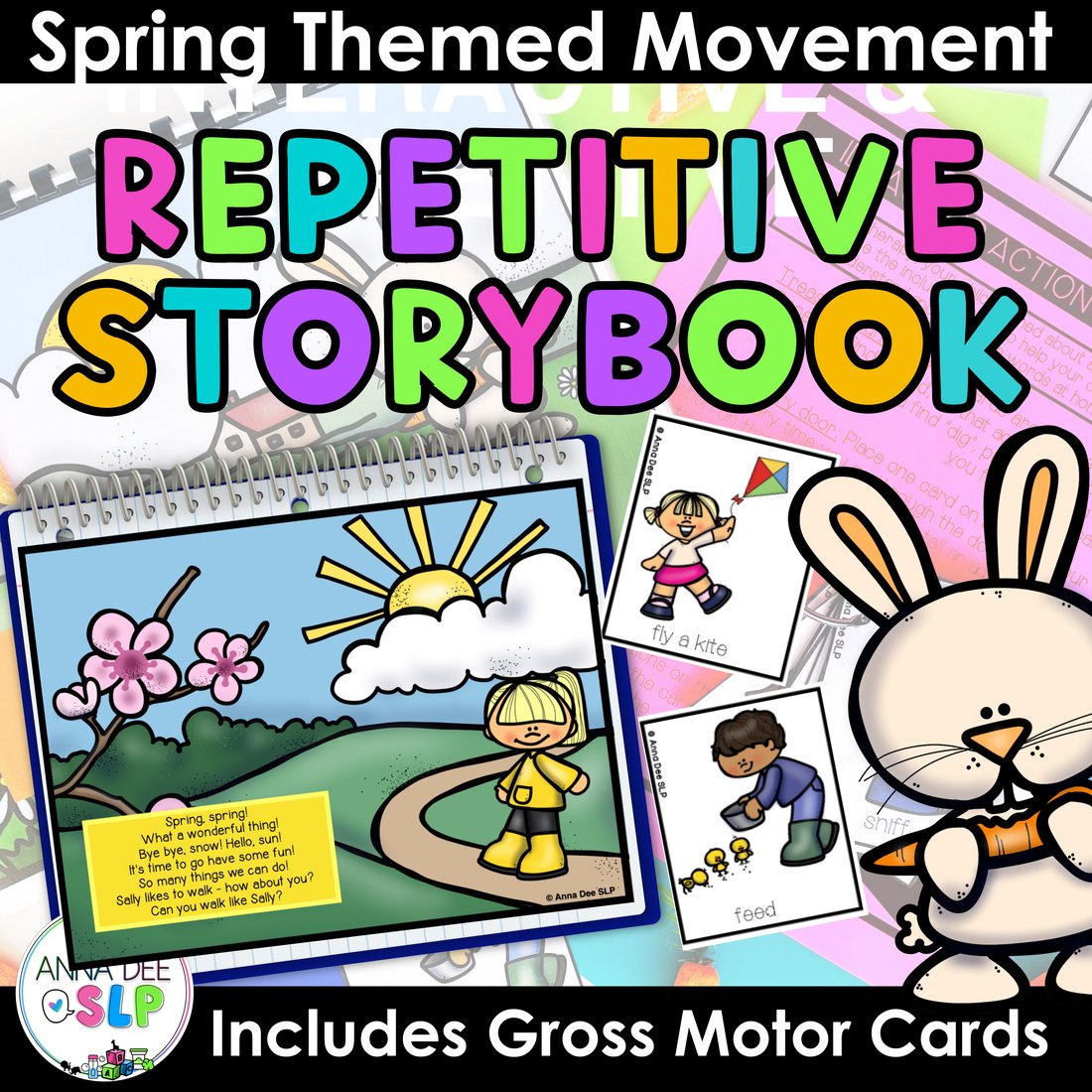 Spring Repetitive Gross Motor Story Book for speech therapy