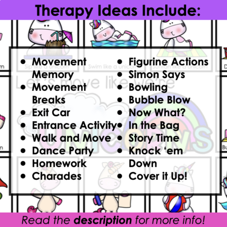 Unicorn movement cards for speech therapy – image 4