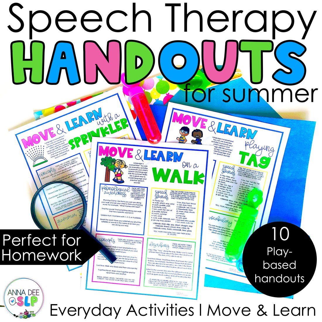 Summer Homework Handouts for speech therapy