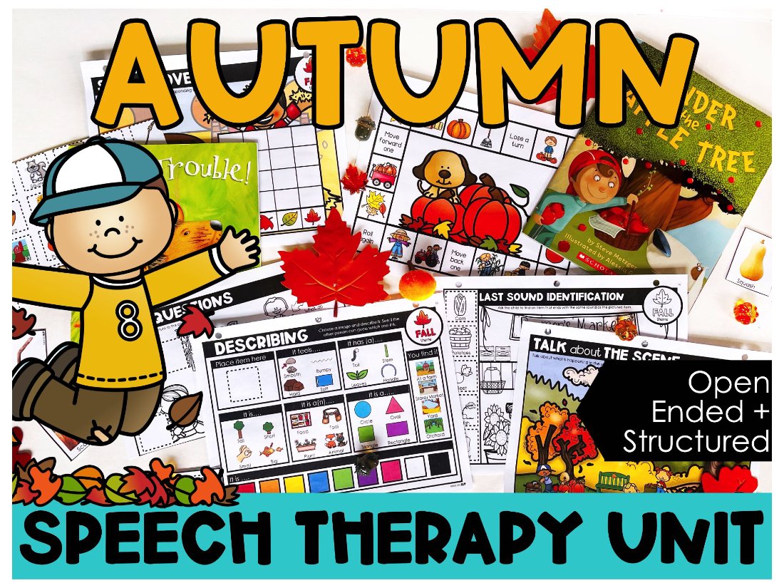 Fall Activities and Worksheets for speech therapy preview page 1