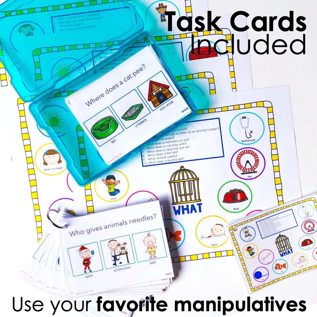 Pet WH Questions and PlayDough Mats for speech therapy preview page 4