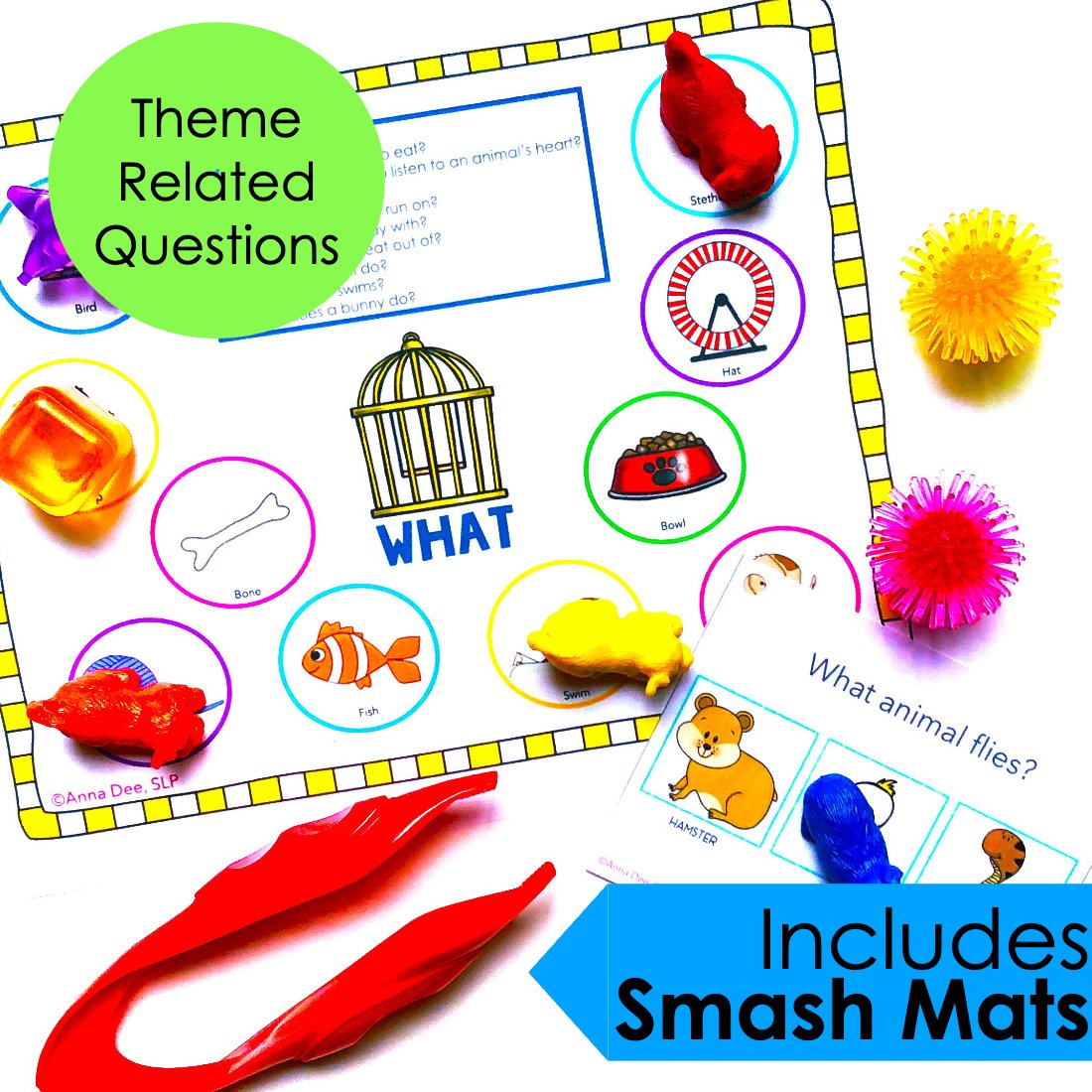 Pet WH Questions and PlayDough Mats for speech therapy preview page 3