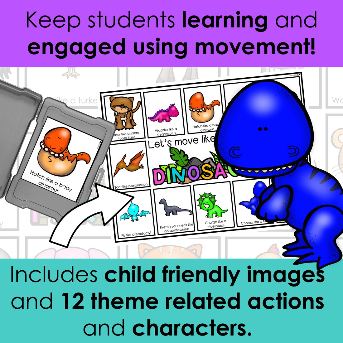 Gross motor movement cards bundle for speech therapy – image 3