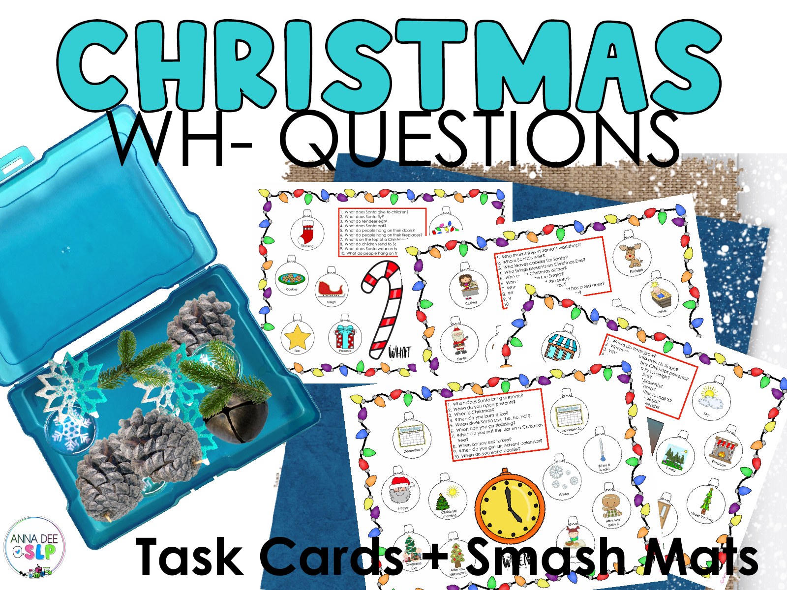 Christmas WH Questions and PlayDough Mats for speech therapy preview page 1