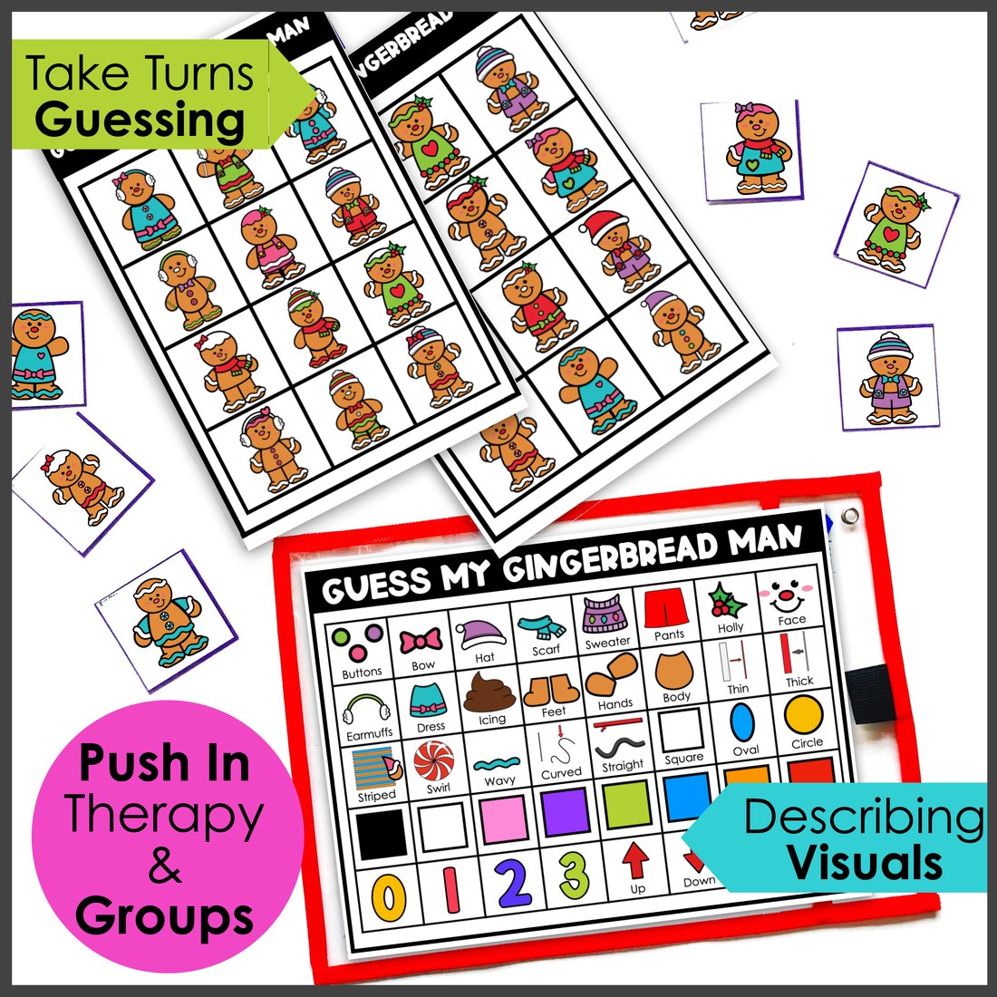 Christmas Gingerbread Describing Game for speech therapy – image 2
