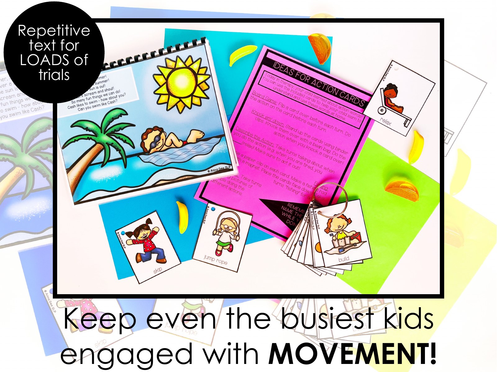 Summer Repetitive Gross Motor Story Book for speech therapy preview page 4