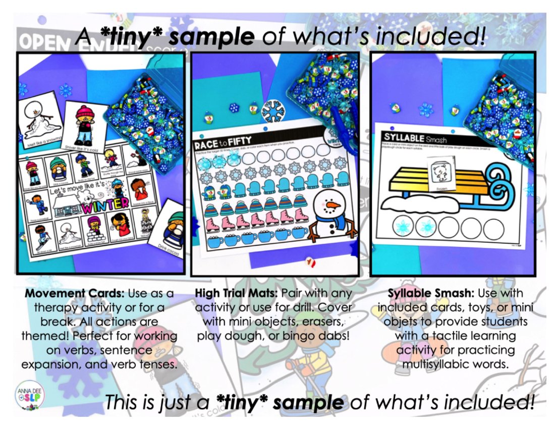 Winter Activities and Worksheets for speech therapy preview page 4