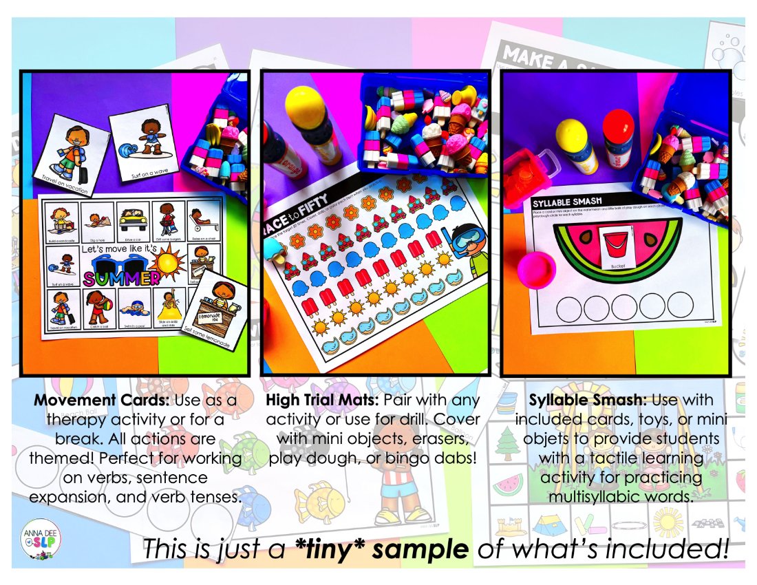 Summer Activities and Worksheets for speech therapy preview page 4