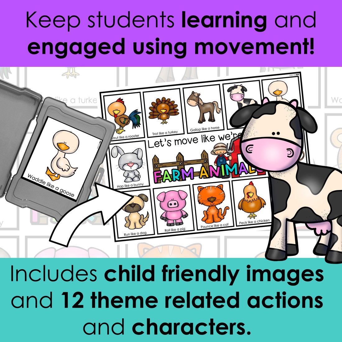 Farm movement cards for speech therapy – image 3