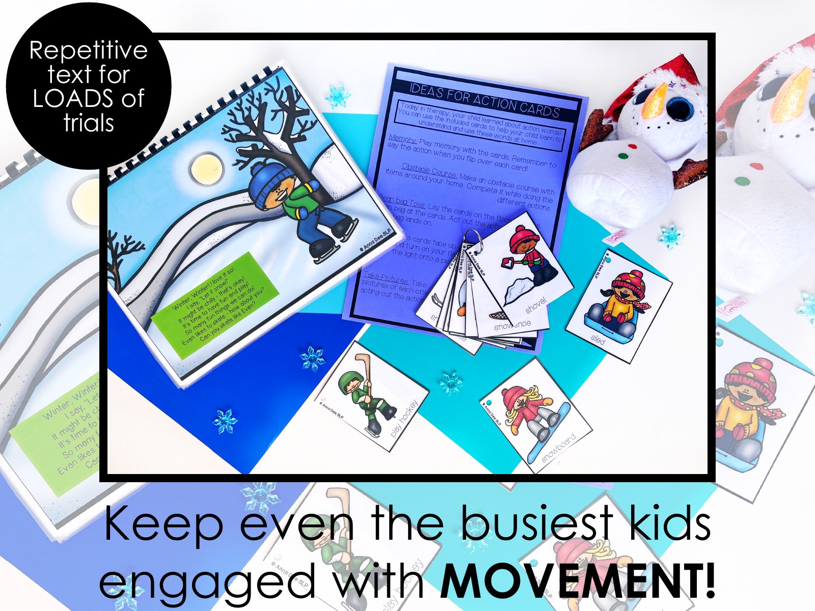 Winter Repetitive Gross Motor Story Book for speech therapy preview page 4