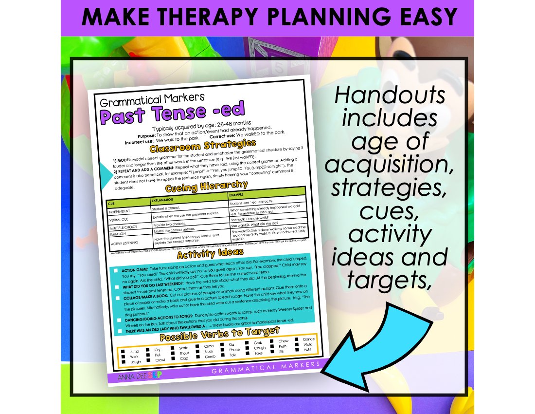 Grammar Handouts for speech therapy preview page 2
