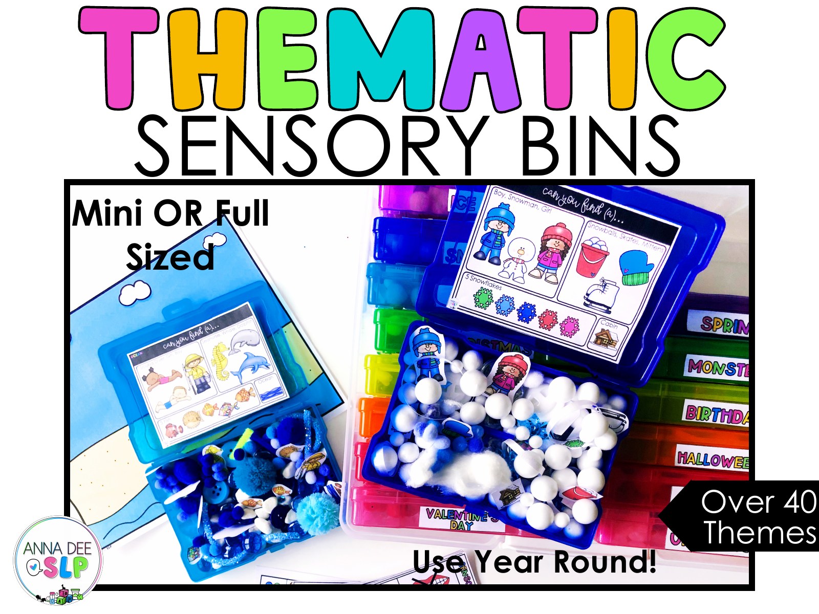 Themed Sensory Bins for speech therapy preview page 1
