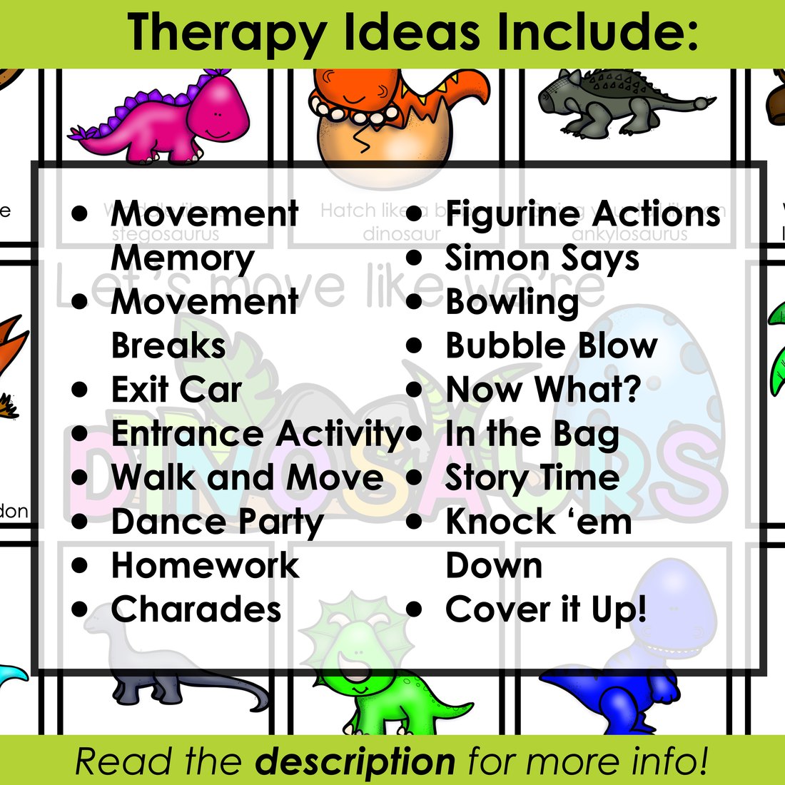 Dinosaur movement cards for speech therapy – image 4