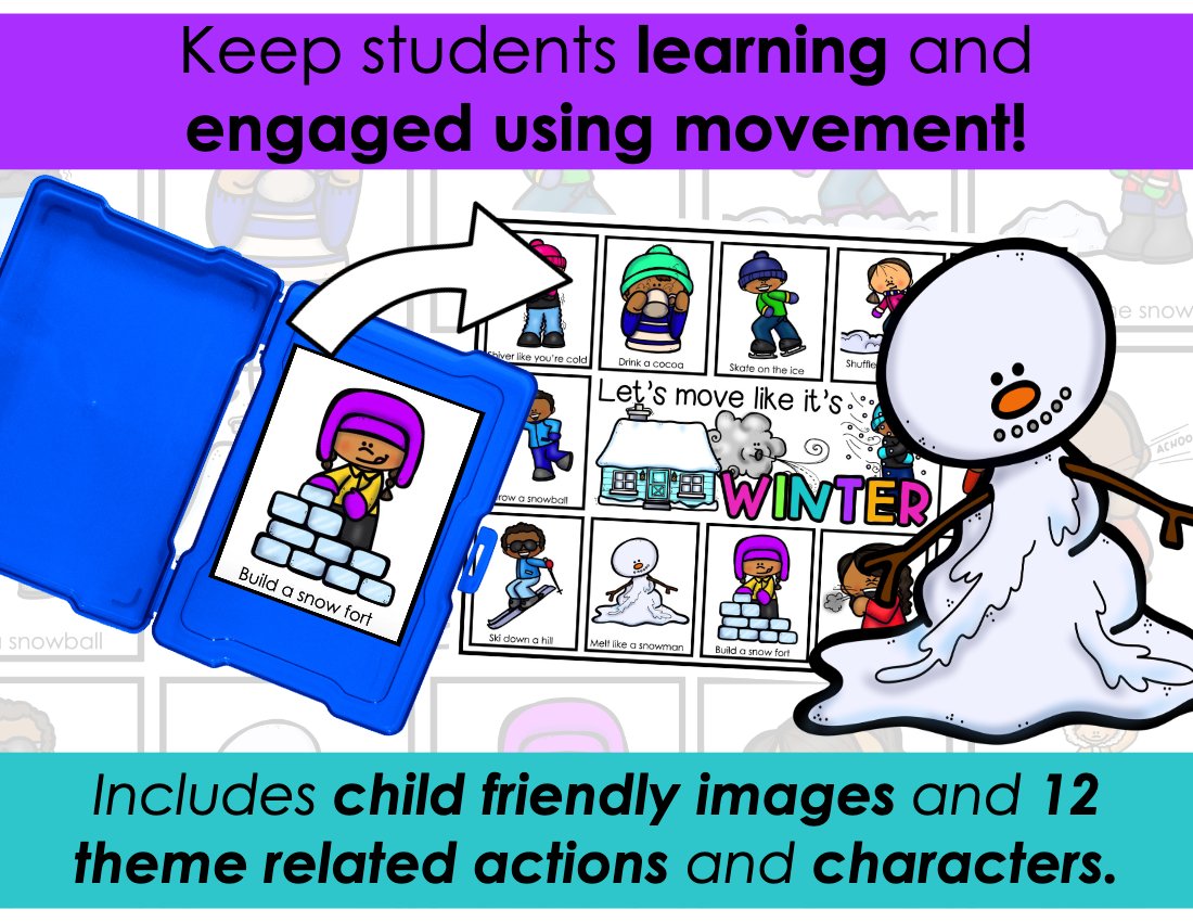 Winter movement cards for speech therapy preview page 3