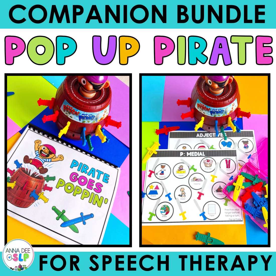 Pop Up Pirate Game Companion Bundle for speech therapy