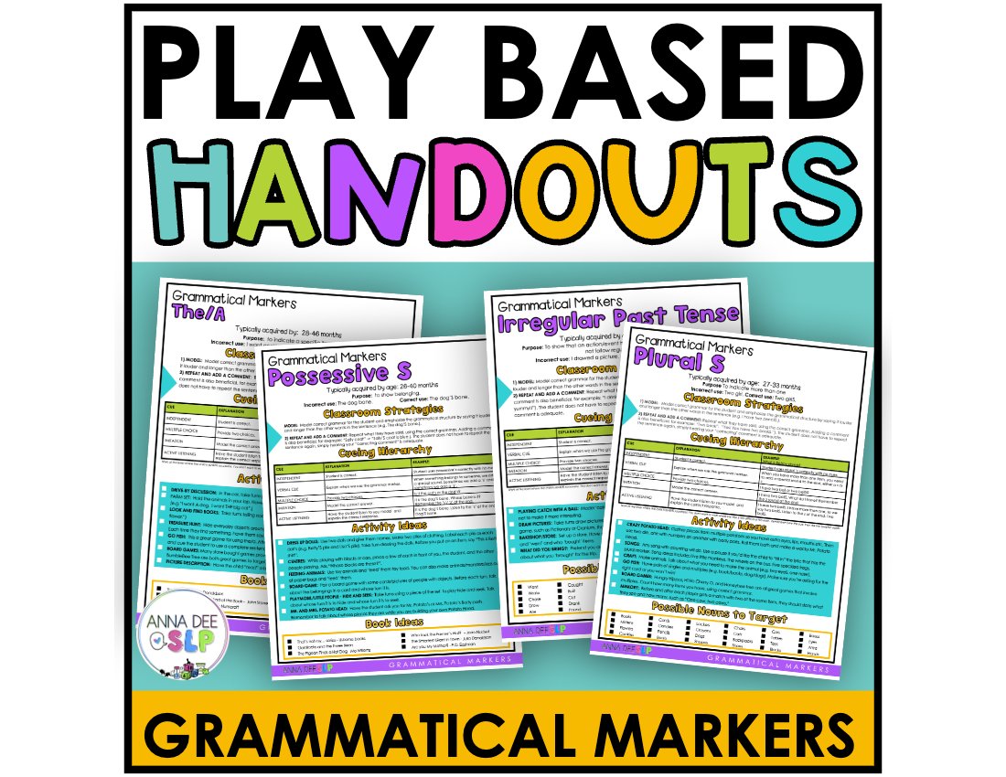 Grammar Handouts for speech therapy preview page 1