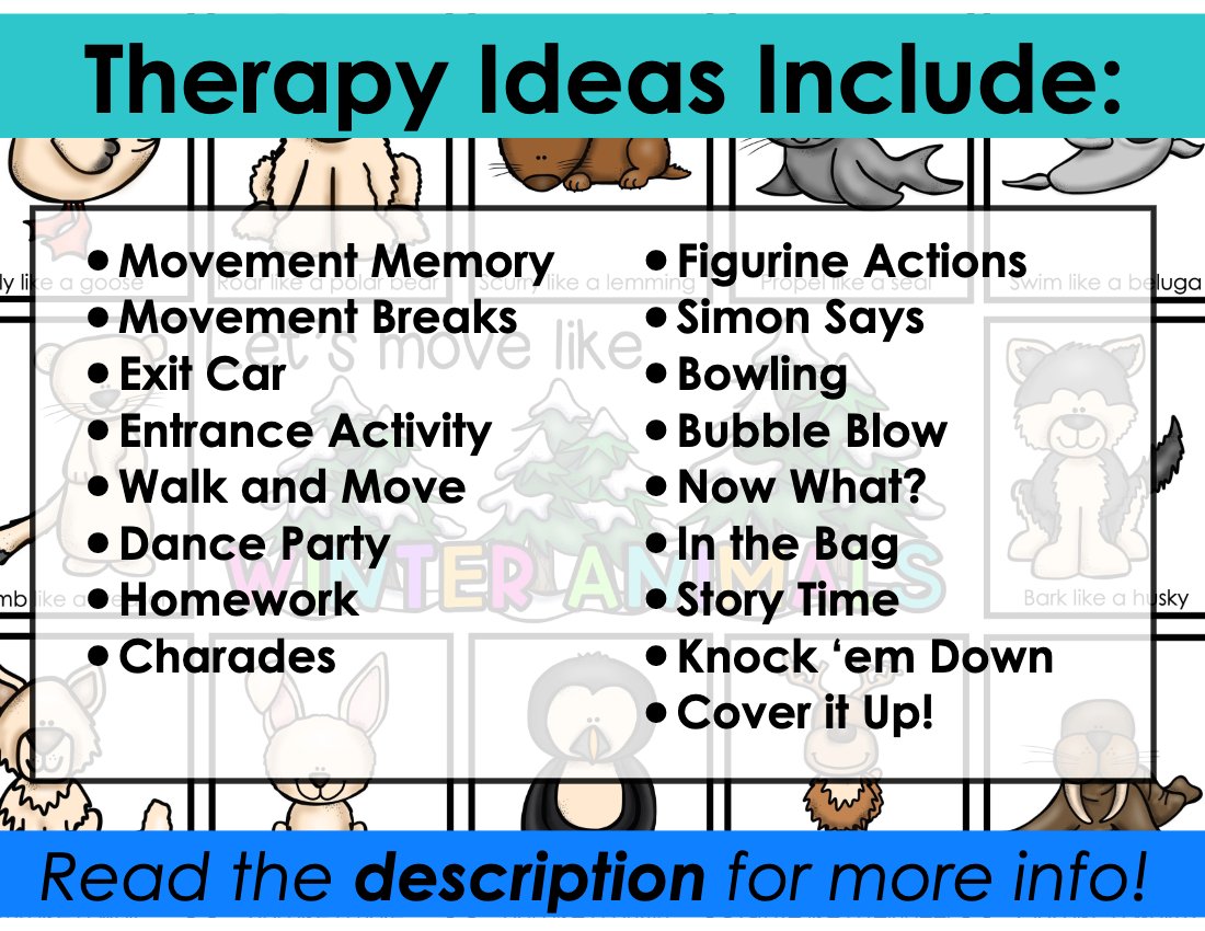 Winter Animals movement cards for speech therapy preview page 4