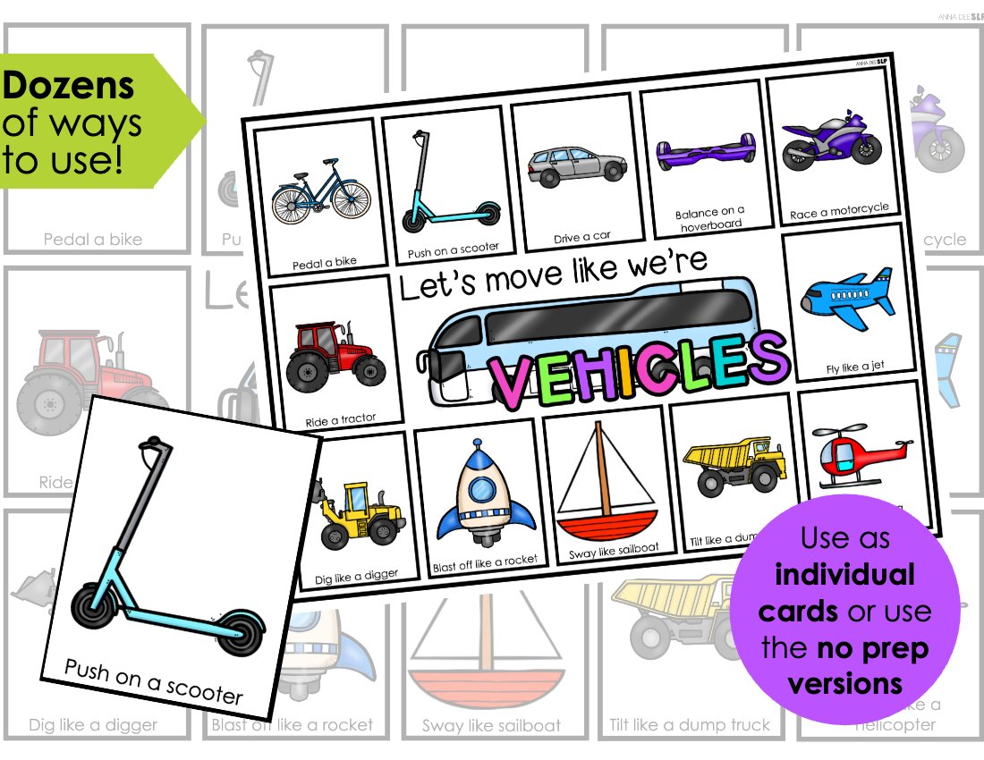 Vehicle movement cards for speech therapy preview page 2