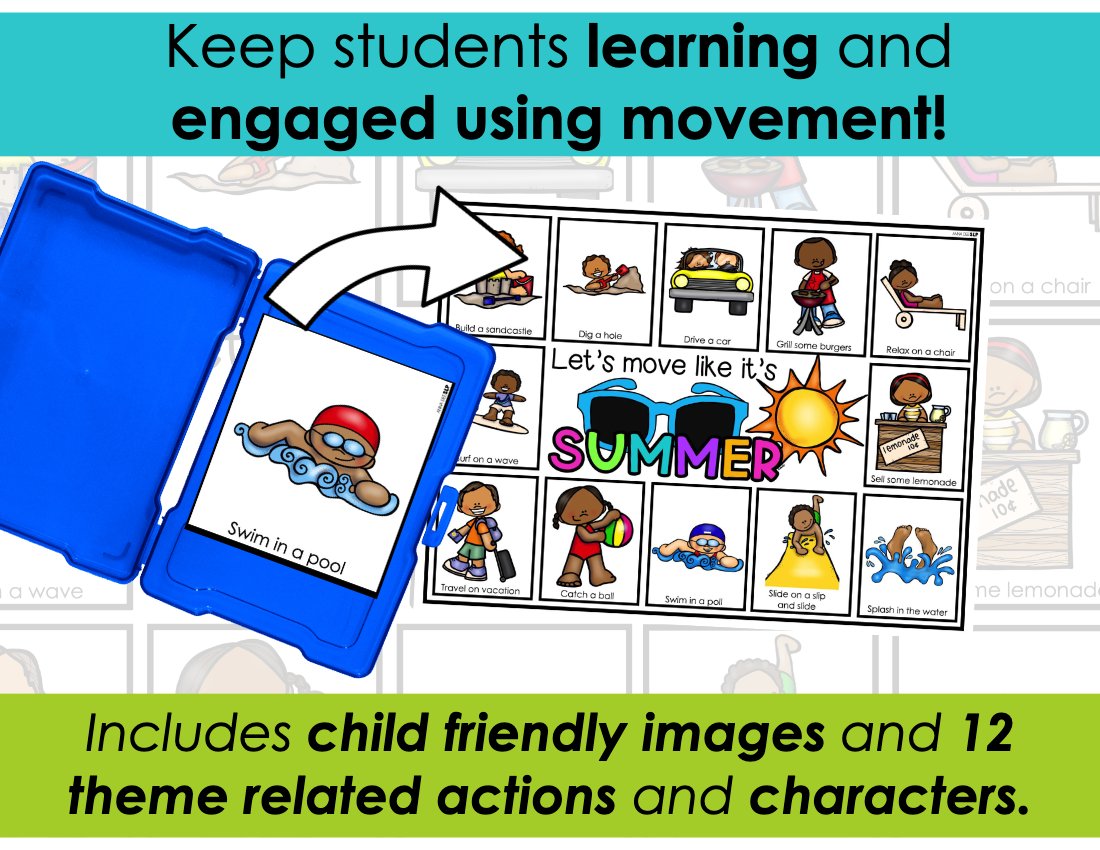 Summer movement cards for speech therapy preview page 3