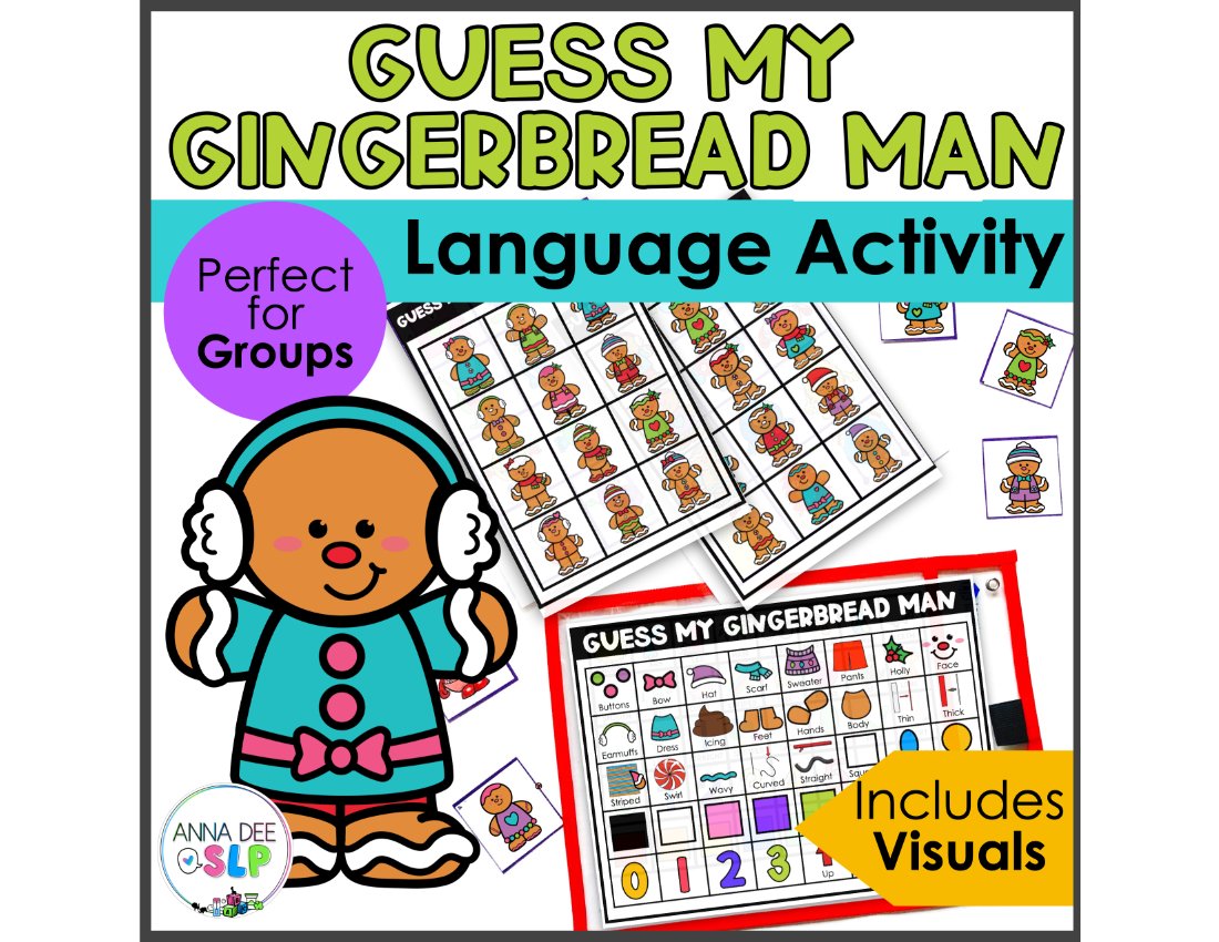 Christmas Gingerbread Describing Game for speech therapy preview page 1