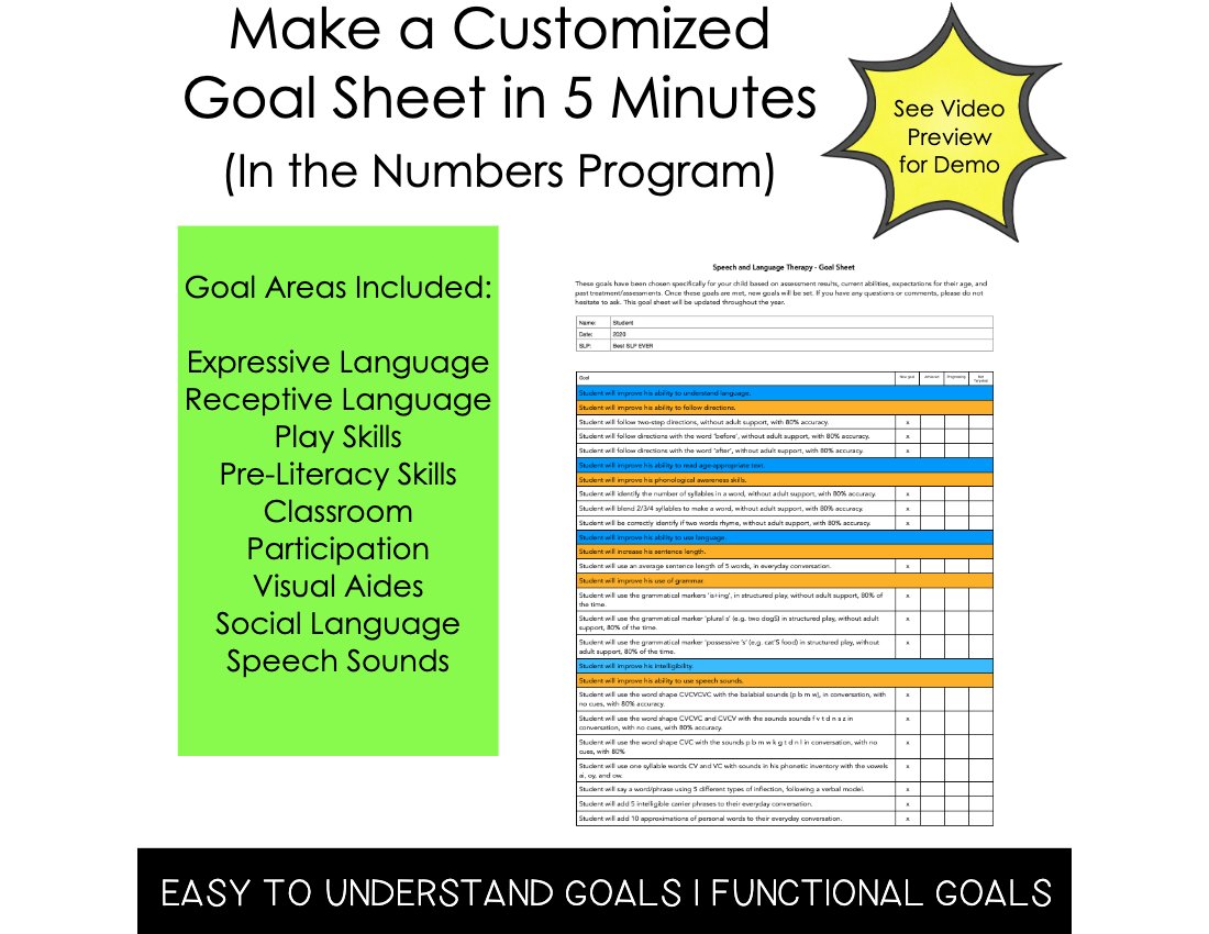 Preschool Goal Bank for speech therapy preview page 3