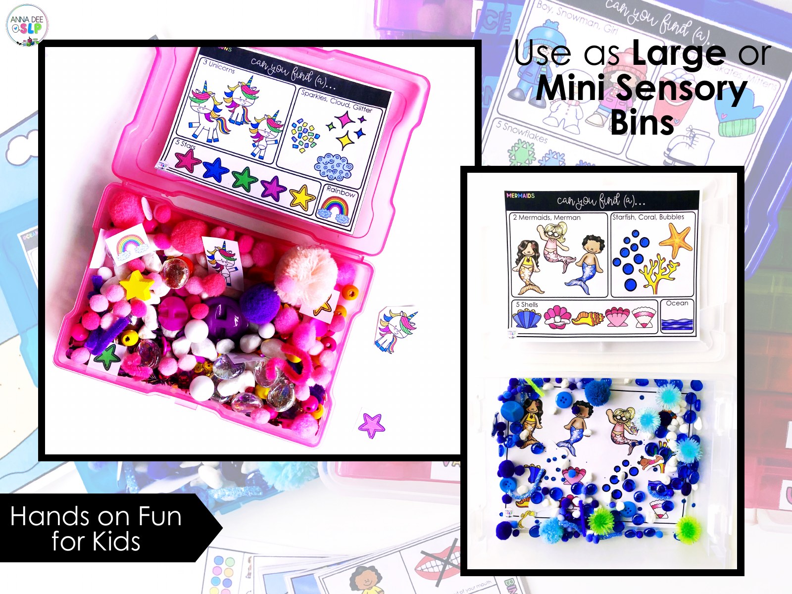 Themed Sensory Bins for speech therapy preview page 3