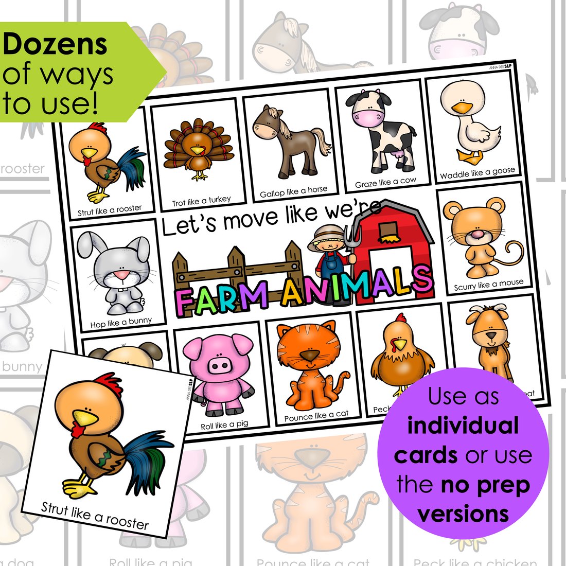 Farm movement cards for speech therapy – image 2