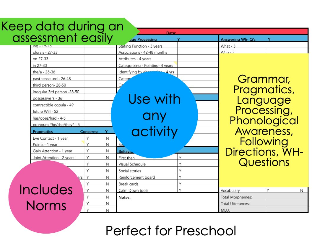 Language Sample Data Collection Form for speech therapy preview page 2