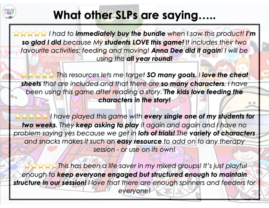 Valentine's Day Interactive Feeding Game for speech therapy preview page 7