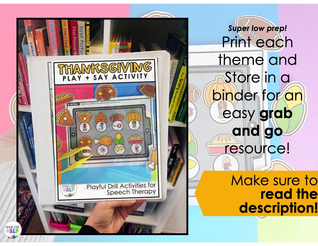 Thanksgiving say and play activity for speech therapy preview page 8