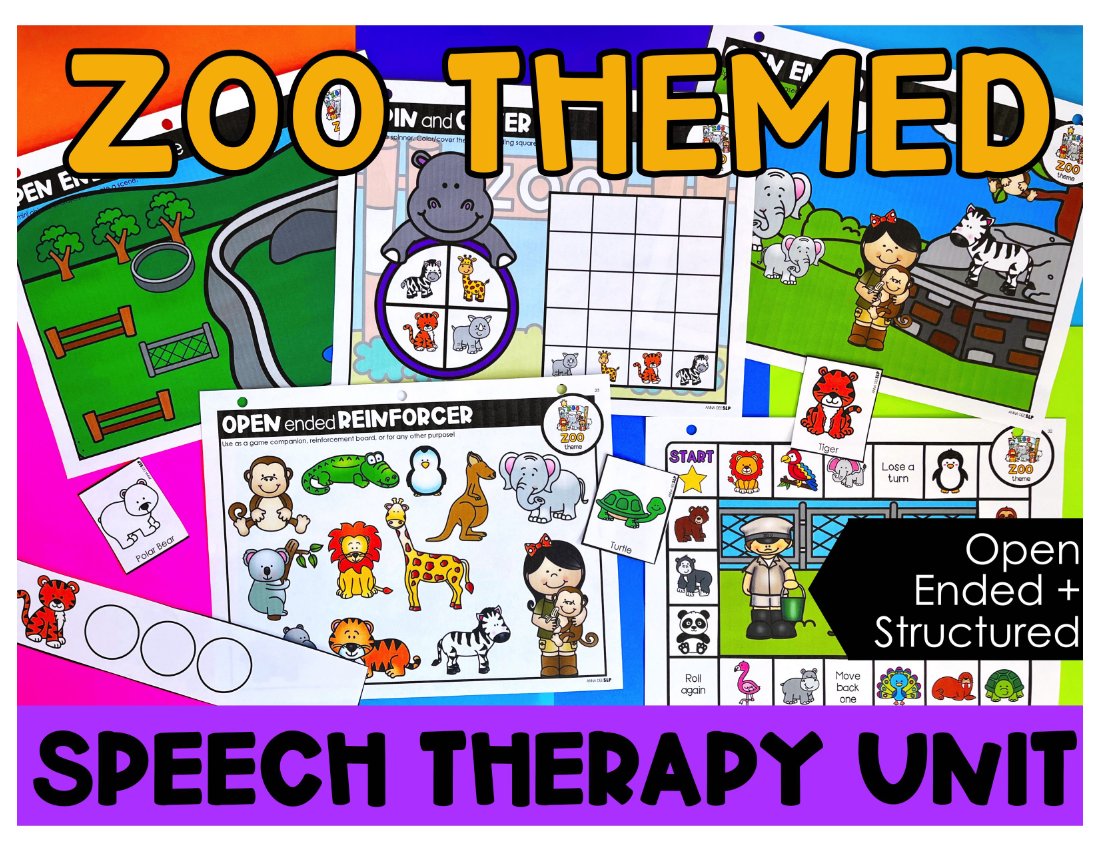Zoo Activities and Worksheets for speech therapy preview page 1