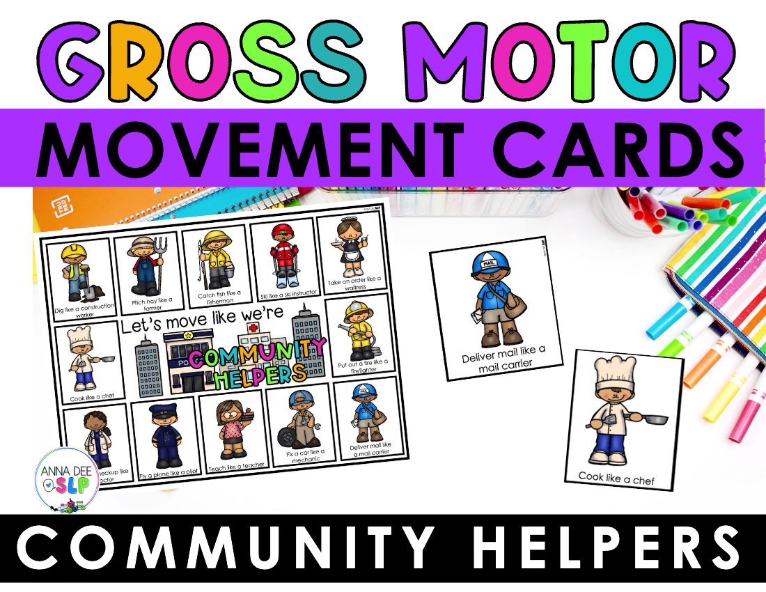 Community Helpers movement cards for speech therapy preview page 1