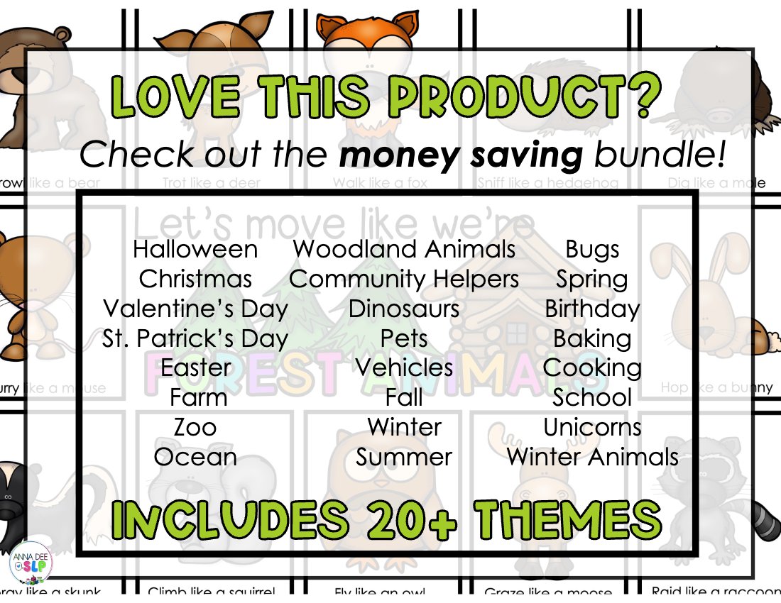 Forest Animals movement cards for speech therapy preview page 5