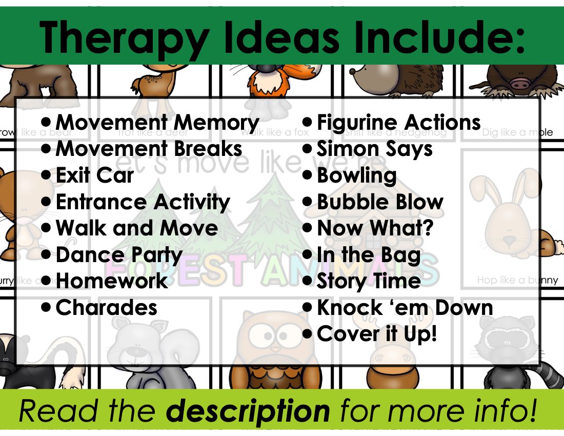 Forest Animals movement cards for speech therapy preview page 4