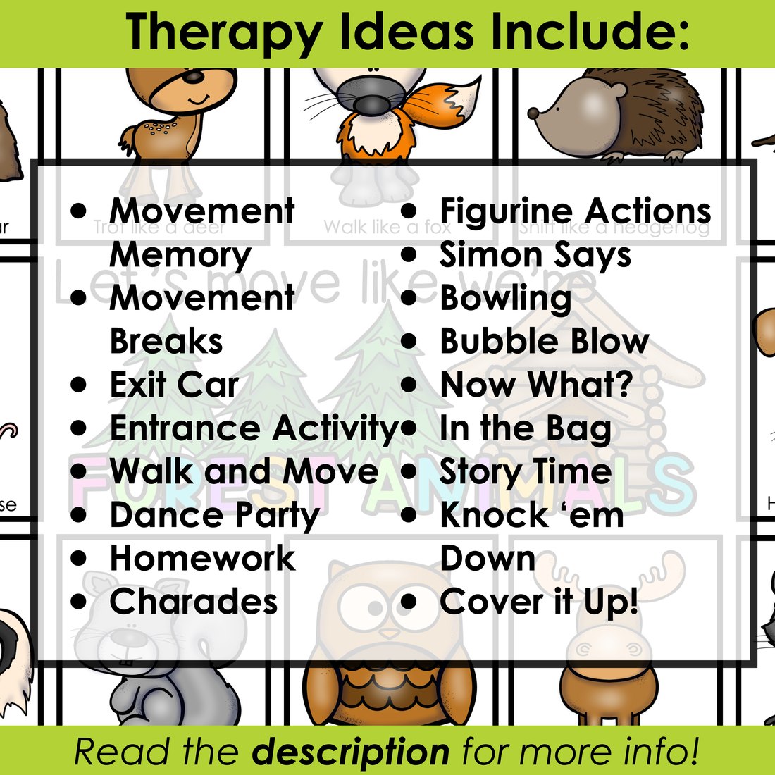 Forest Animals movement cards for speech therapy – image 4