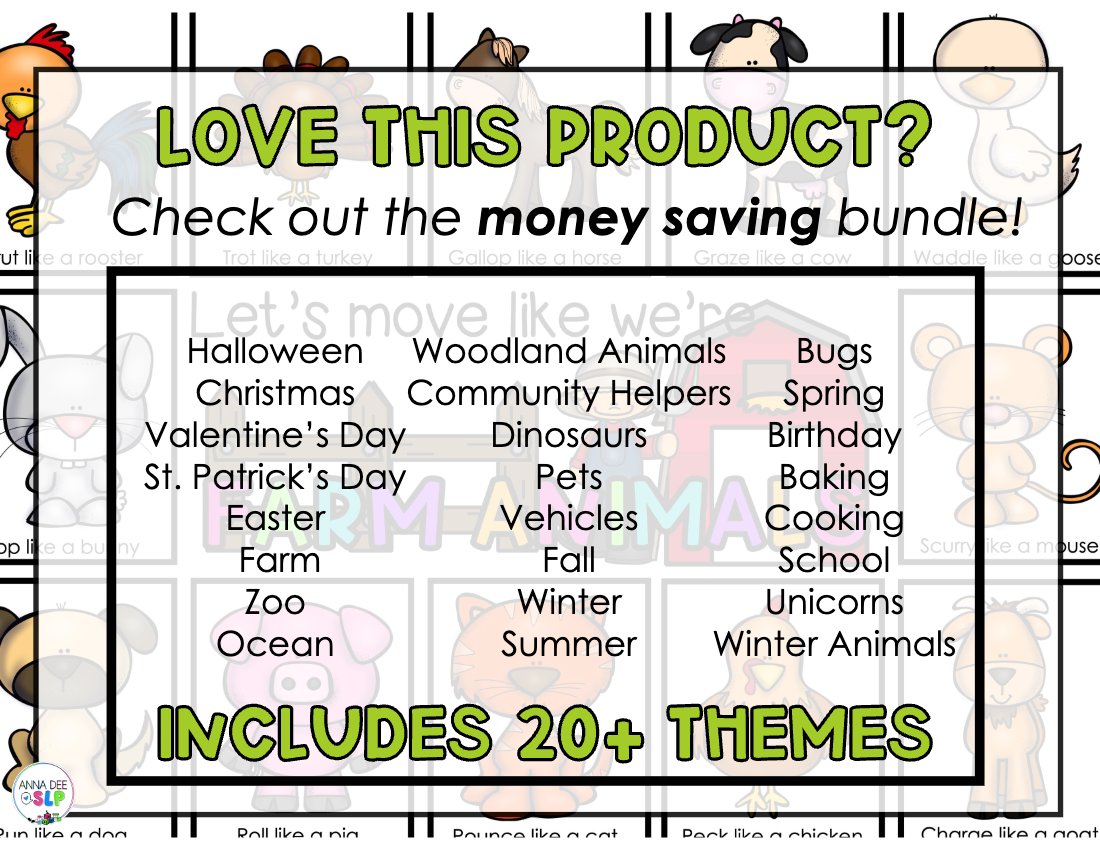 Farm movement cards for speech therapy preview page 5