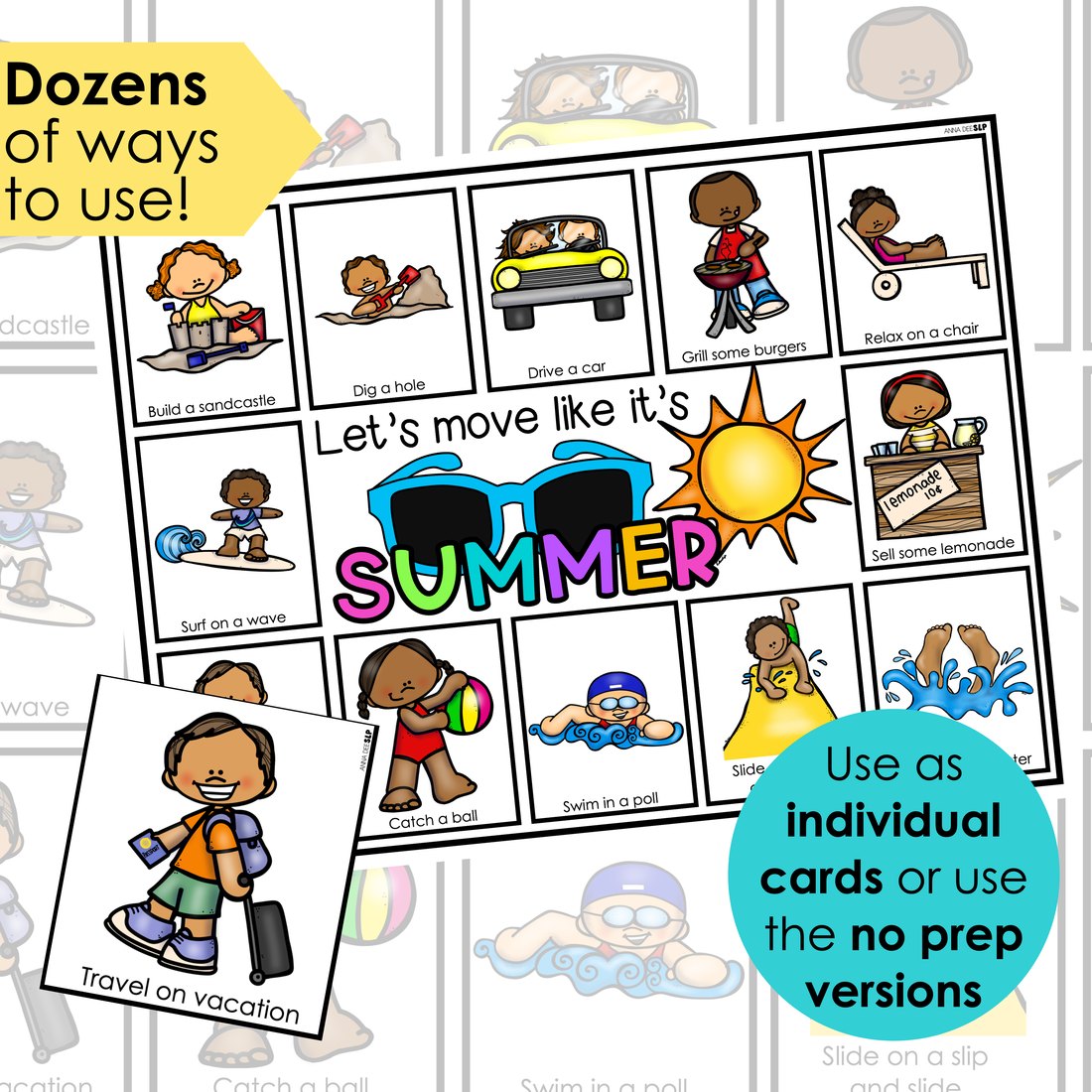 Summer movement cards for speech therapy – image 2
