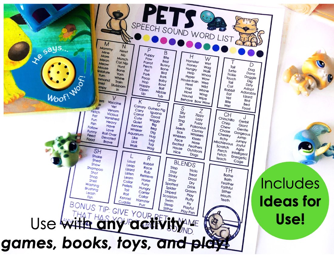Themed Articulation Word Lists for speech therapy preview page 4