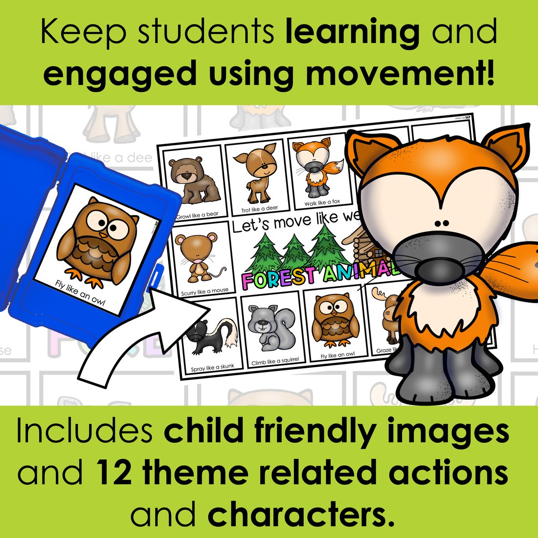 Forest Animals movement cards for speech therapy – image 3