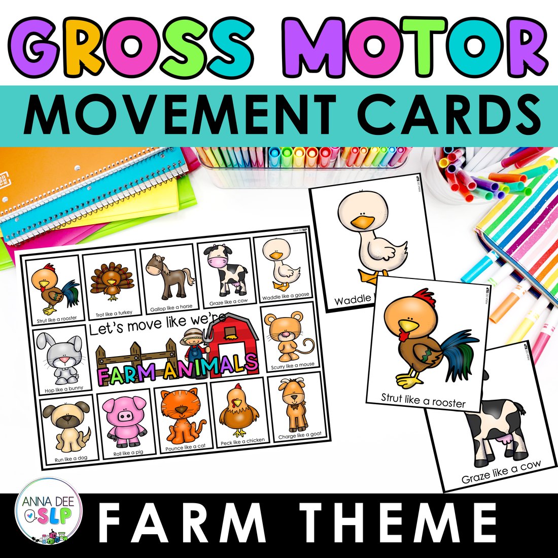Farm movement cards for speech therapy