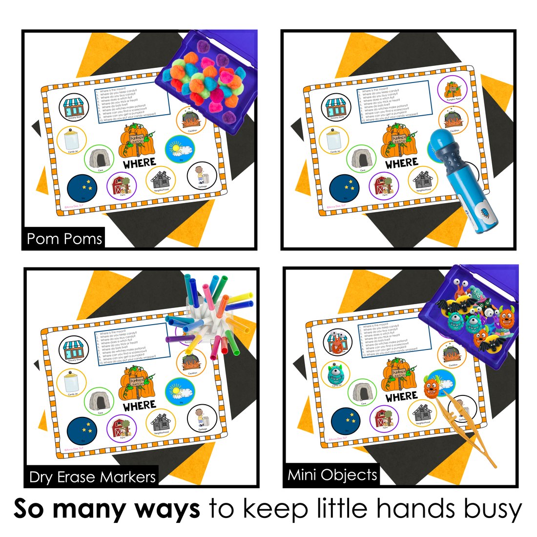 Halloween WH Questions and PlayDough Mats for speech therapy – image 4