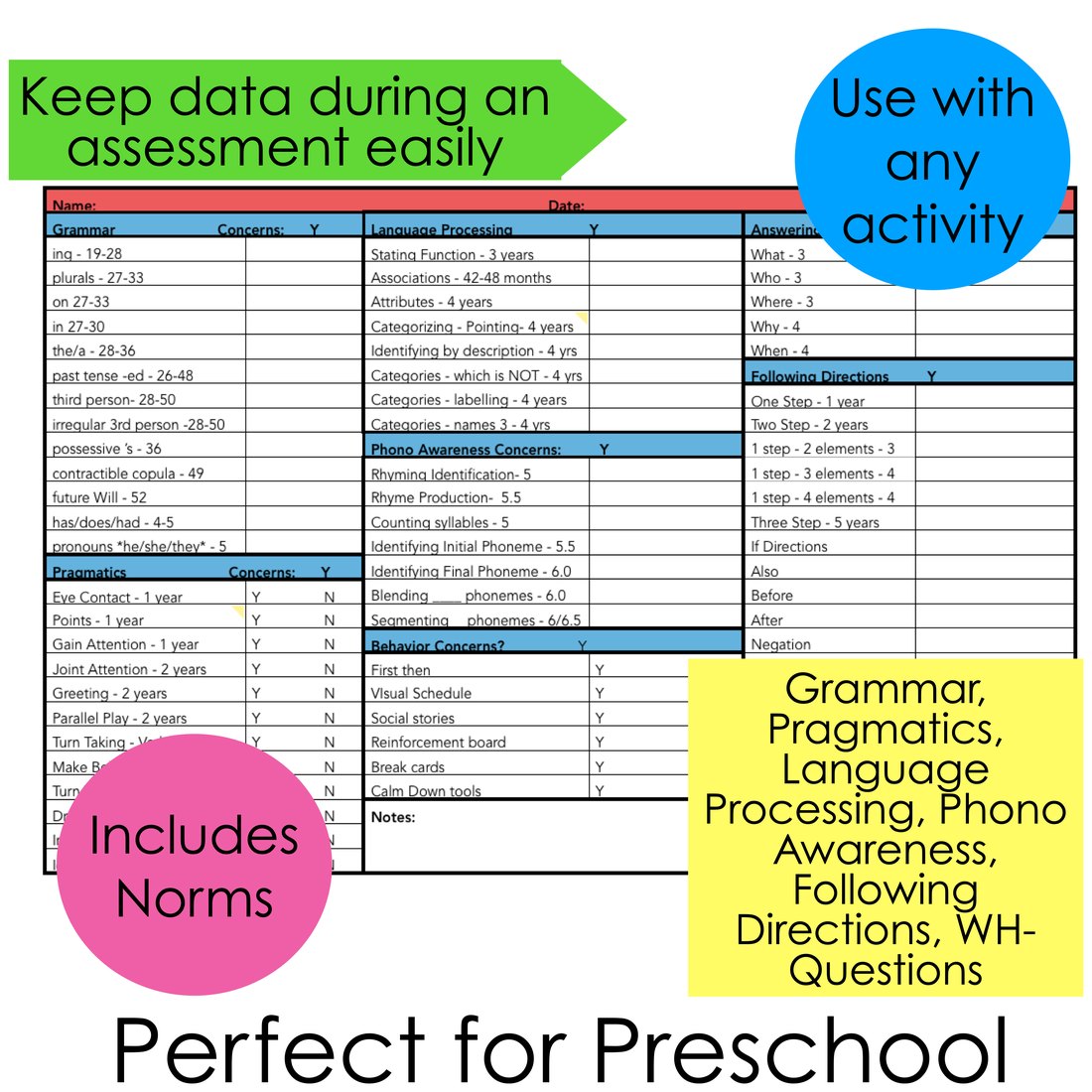 Language Sample Data Collection Form for speech therapy – image 2