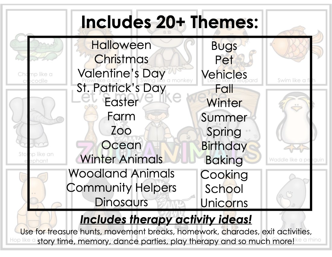 Gross motor movement cards bundle for speech therapy preview page 4